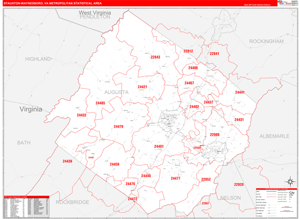 Staunton-Waynesboro Metro Area Map Book Red Line Style